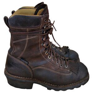 10.5 10 1/2 D Men's Carolina Birch Loggers soft toe brown leather boots CA7022